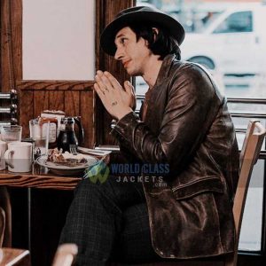 Buy Distressed Brown Leather Blazer of Adam Driver at 31%Off Price