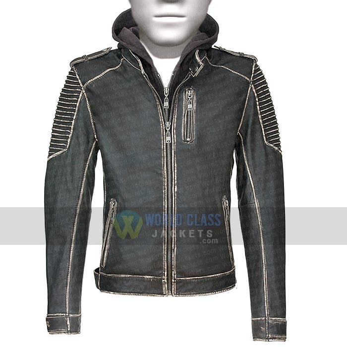 Joker The Killing Jacket Suicide Squad Real Distress Leather With Hood