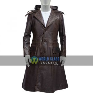 Assassins Creed Real Leather Brown Distress Leather Winter Coat For Men
