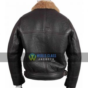 Mens B3 Brown Leather Fur Lining Bomber Jacket On Sale