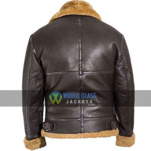 Mens B3 WW2 Brown Fur Bomber Leather Jacket On Sale