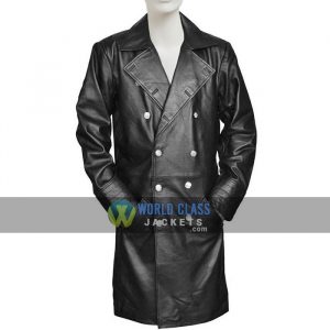Mens Black Leather German Military WW2 Vintage Winter Coat Online