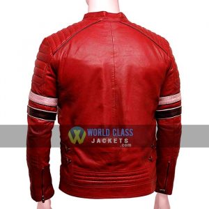 Mens New Style Cafe Racer In Red Real Leather On Sale