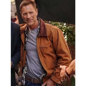 Shop Aaron Eckhart The Bricklayer Brown Cotton Jacket Online