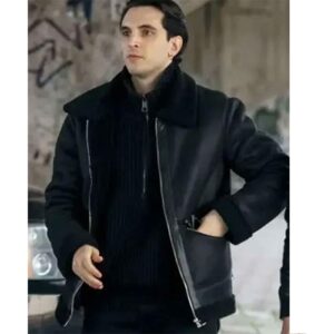 Alberto Anacleti's Black Leather Jacket from Suburraeterna