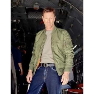 Shop Vail The Bricklayer Aaron Eckhart Green Satin Jacket on Sale