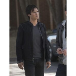 Buy Damon Salvatore The Vampire Diaries Black Leather Jacket at $50 off