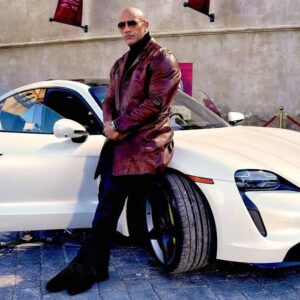 Shop Red Notice Movie Rock Brown Leather Coat at Discount