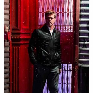 Black Wolfs Leather Jacket of Brad Pitt in $169