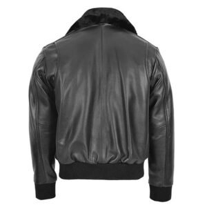 Shop John Legend black Fur Collar bomber leather jacket Online