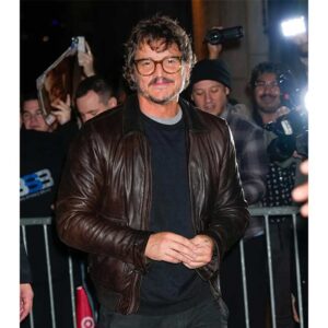 Shop Pedro Pascal SNL Brown Leather Jacket Online