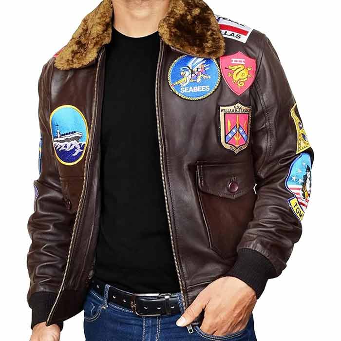 Shop Top Gun Maverick Bomber Winter Fur Leather Jacket
