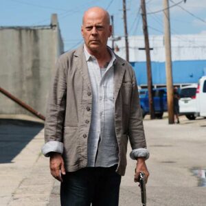 Get Bruce Willis Grey Cotton Jacket from movie Assassin 2023
