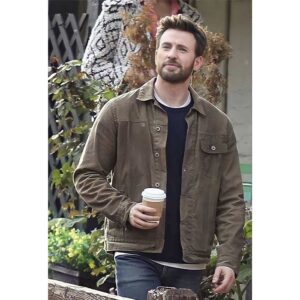 Get Chris Evans Brown Cotton Jacket from Ghosted 2023