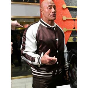 Shop Dwayne Johnson FAO Schwarz Varsity Black and White Jacket