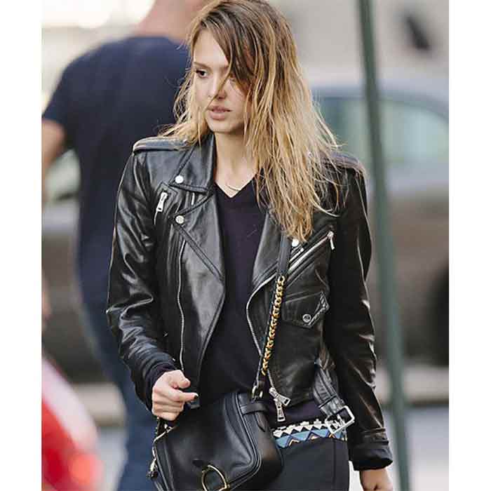 Buy Jessica Alba's Black Leather Jacket at $70 off