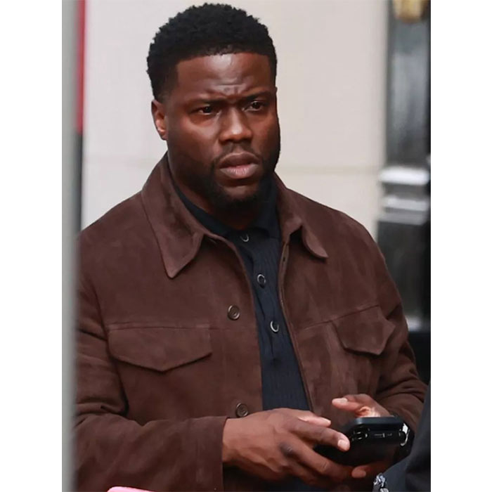 Shop Cyrus Lift 2024 Kevin Hart Brown Suede Leather Jacket at Sale