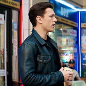 Tom Holland Uncharted Black Leather Jacket at Sale
