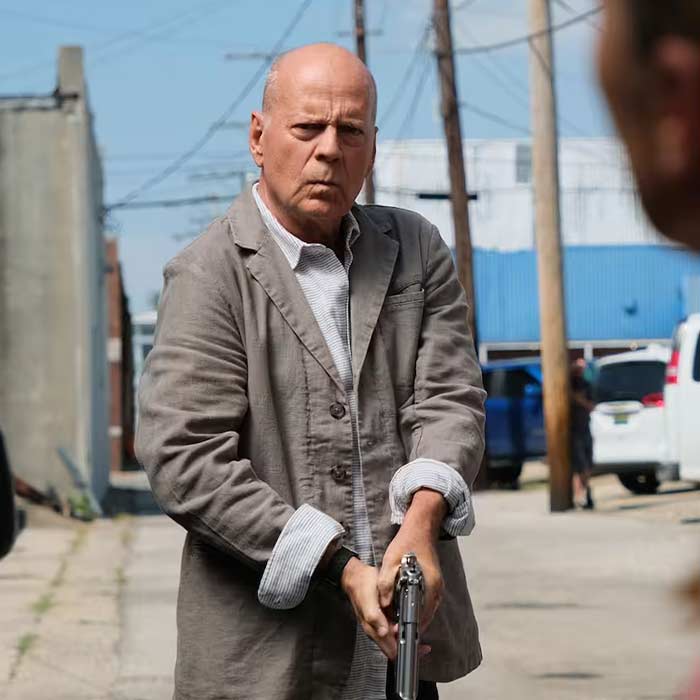 Bruce Willis Assassin 2023 Grey Jacket Online