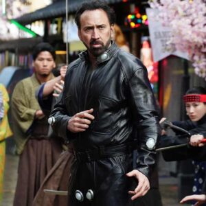 Get Nicolas Cage Black Leather Jacket from movie Prisoners of the Ghostland